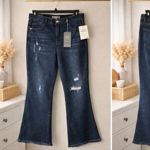 Wit & Wisdom Dark Blue Distressed Flare Jeans
